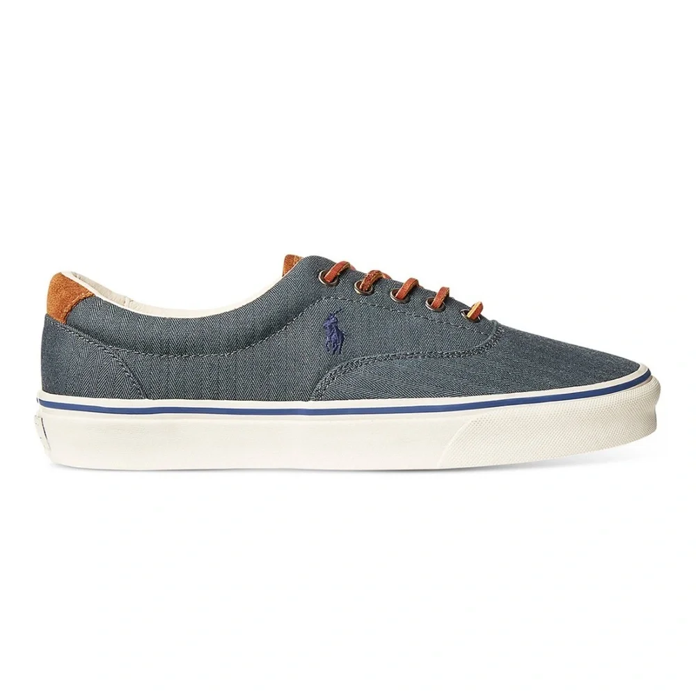 Polo Ralph Lauren Keaton Suede Trim Herringbone Sneakers- Size 8.5